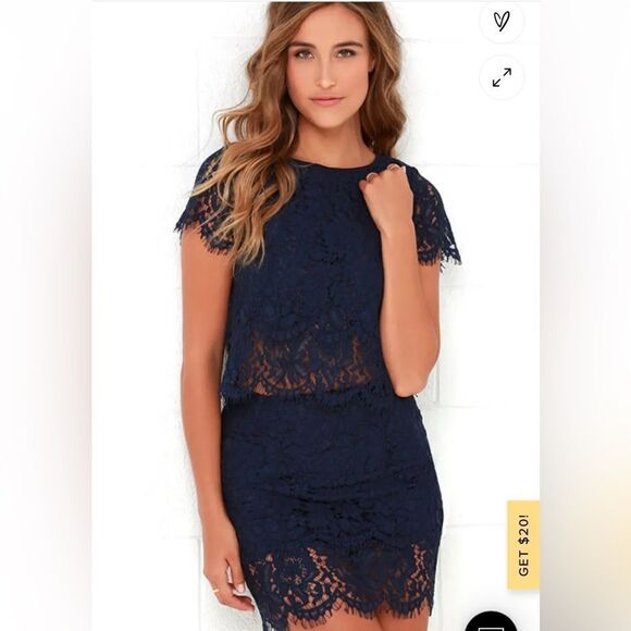 Lulu’s Turn Back Time Navy Blue two piece skirt set size S 70% cotton - Picture 2 of 12